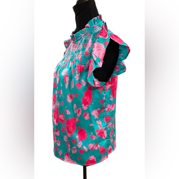 💗 LIAM & CO! STUNNING FLORAL BABY DOLL TOP!! SO FLATTERING & FEMININE!! 💗 - Picture 7 of 13